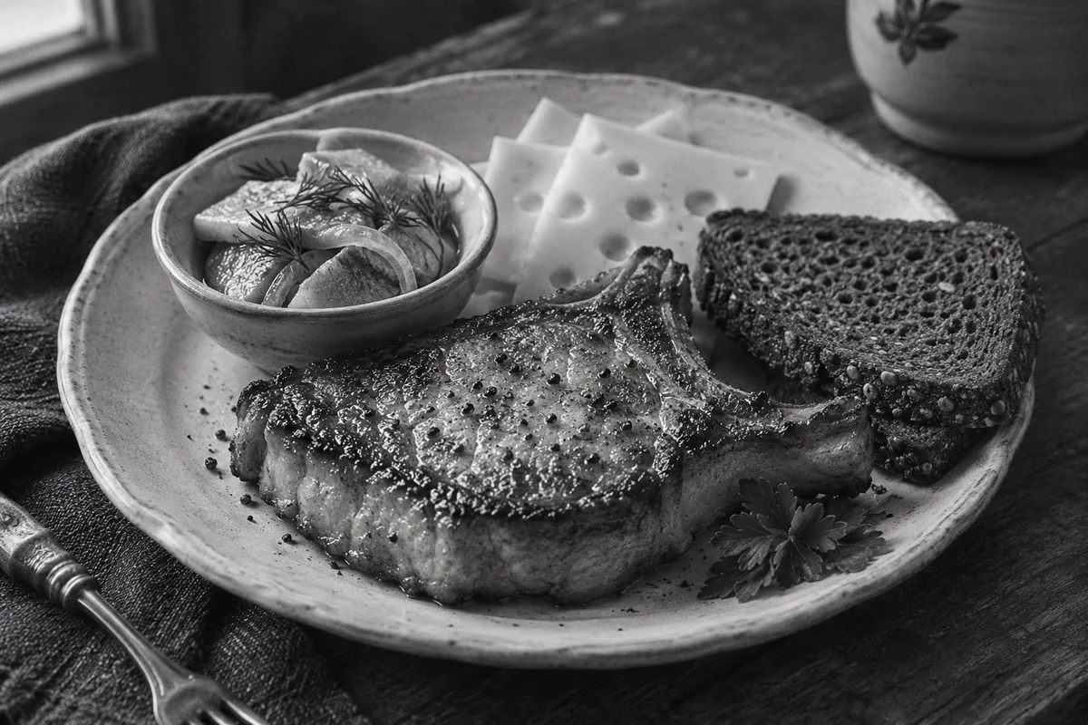A chop, pickled herring & Swiss cheese — the black-and-white years