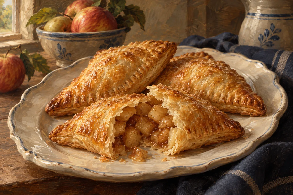 New Hampshire apple hand pies — a painted table